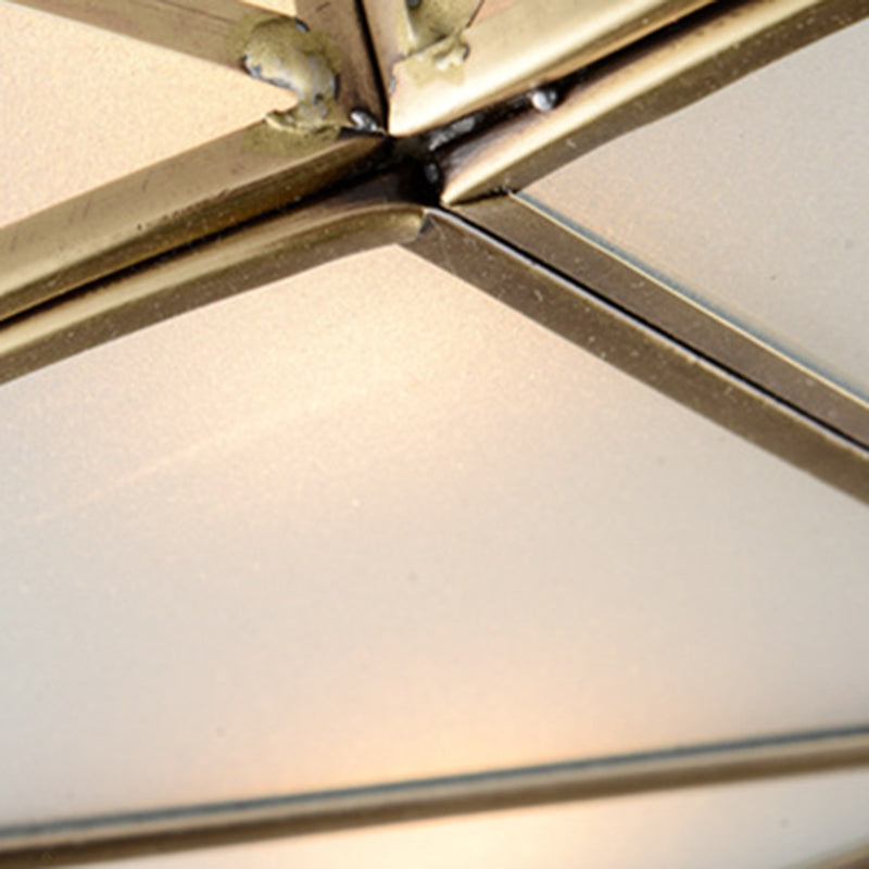 Traditional European Cylinder Copper Glass 3/4/6 Light Flush Mount Ceiling Light For Bedroom