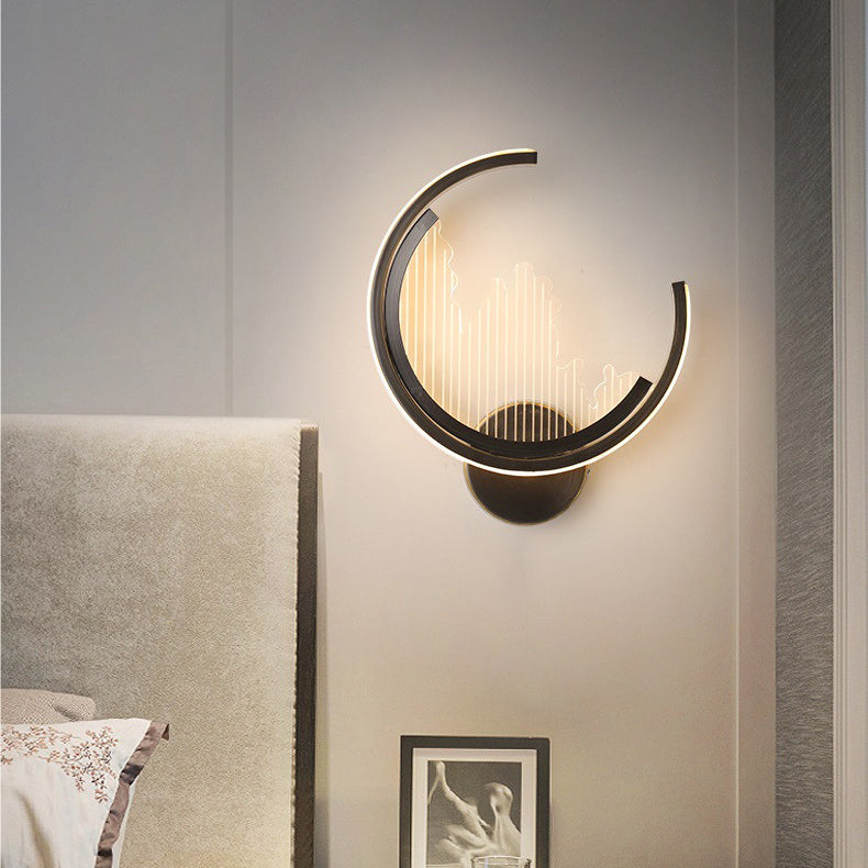 Modern Luxury Circle Copper Acrylic LED Wall Sconce Lamp For Bedroom