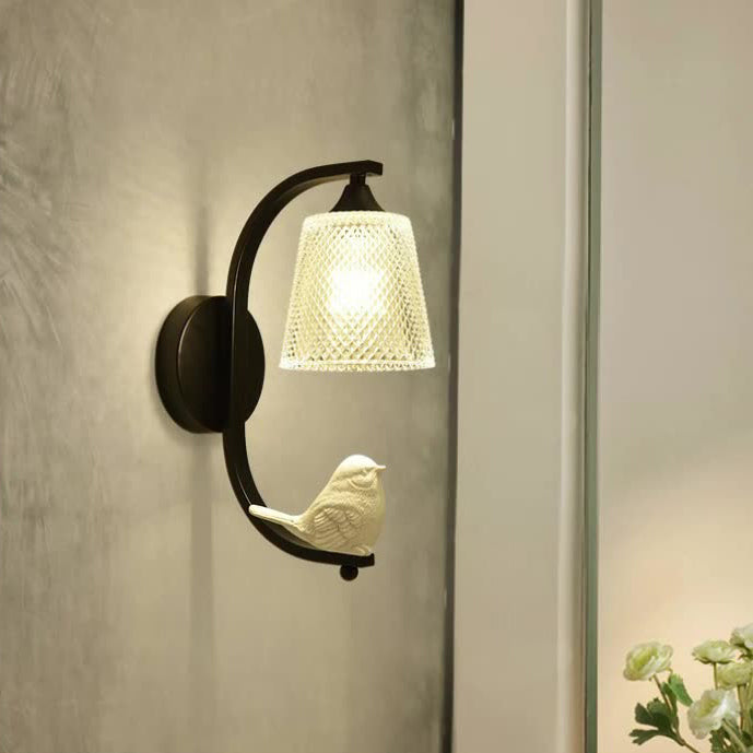 Modern Minimalist Cylinder Iron Glass 1-Light Wall Sconce Lamp For Bedroom
