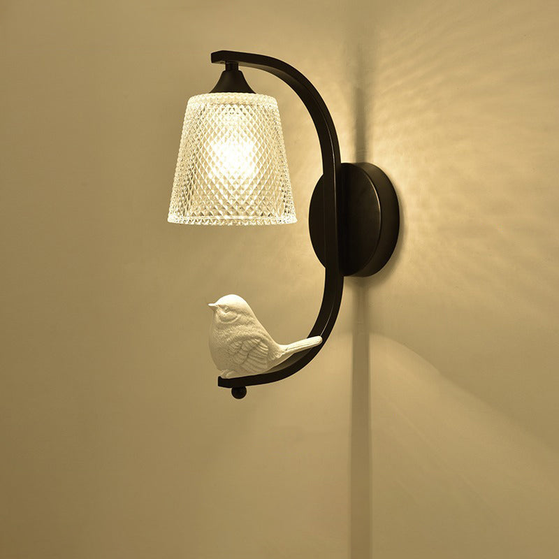 Modern Minimalist Cylinder Iron Glass 1-Light Wall Sconce Lamp For Bedroom