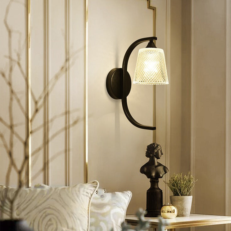 Modern Minimalist Cylinder Iron Glass 1-Light Wall Sconce Lamp For Bedroom