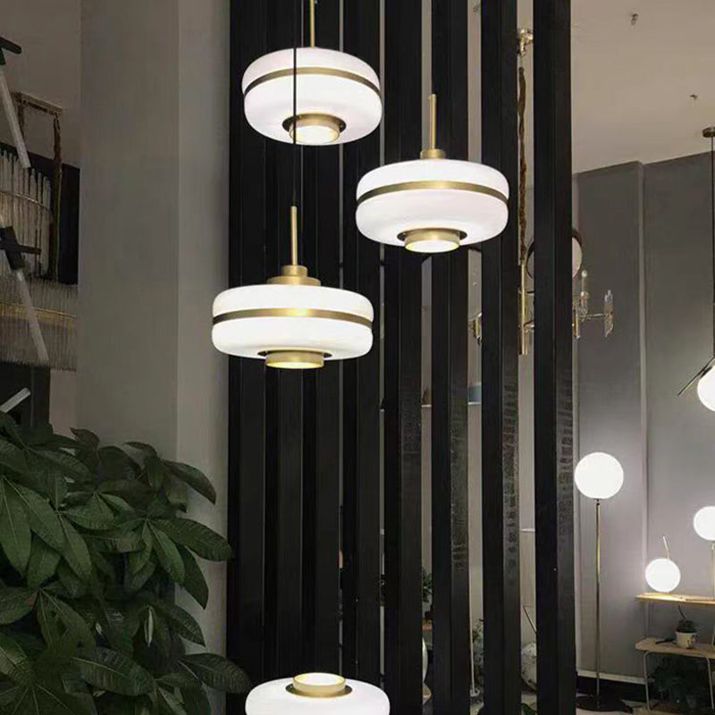 Modern Transitional Cylinder Iron Glass 1-Light Pendant Light For Living Room