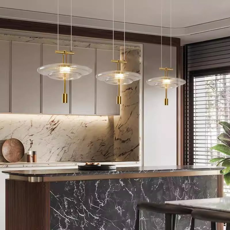 Modern Luxury Flying Saucer Iron Glass 1-Light Pendant Light For Living Room