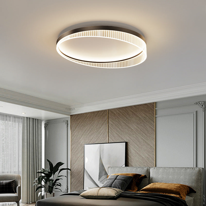 Modern Luxury Round Iron Acrylic LED Flush-Mount Ceiling Light For Bedroom