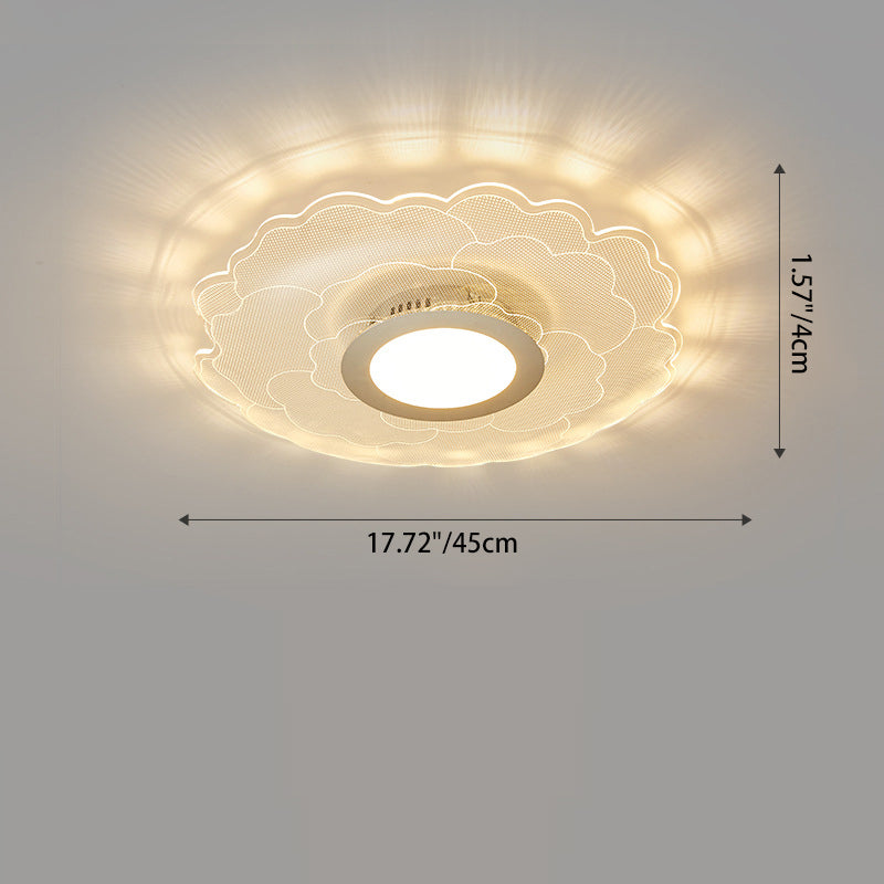 Modern Eclectic Flower Iron Acrylic LED Semi-Flush-Mount Ceiling Light For Bedroom