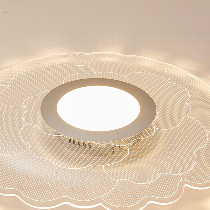 Modern Eclectic Flower Iron Acrylic LED Semi-Flush-Mount Ceiling Light For Bedroom