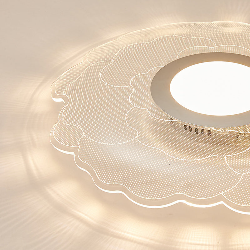 Modern Eclectic Flower Iron Acrylic LED Semi-Flush-Mount Ceiling Light For Bedroom