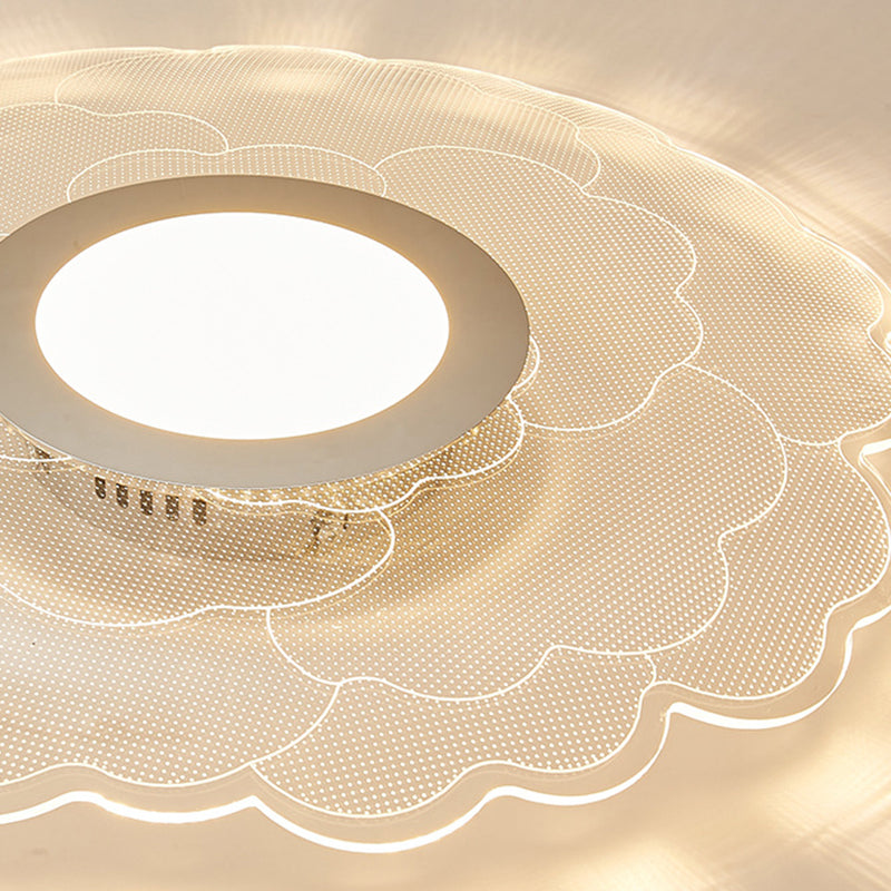 Modern Eclectic Flower Iron Acrylic LED Semi-Flush-Mount Ceiling Light For Bedroom