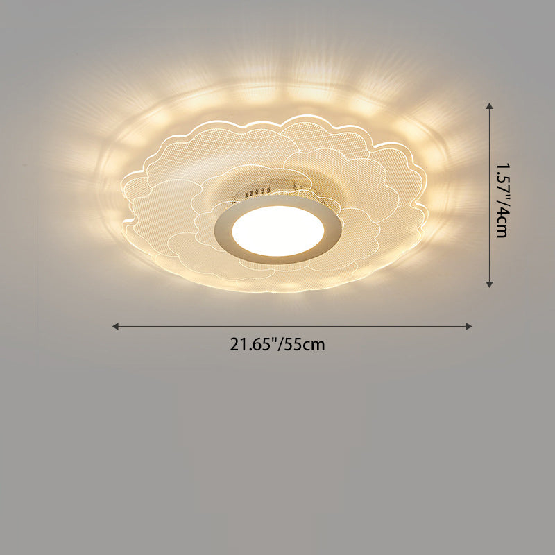 Modern Eclectic Flower Iron Acrylic LED Semi-Flush-Mount Ceiling Light For Bedroom