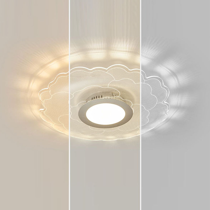 Modern Eclectic Flower Iron Acrylic LED Semi-Flush-Mount Ceiling Light For Bedroom