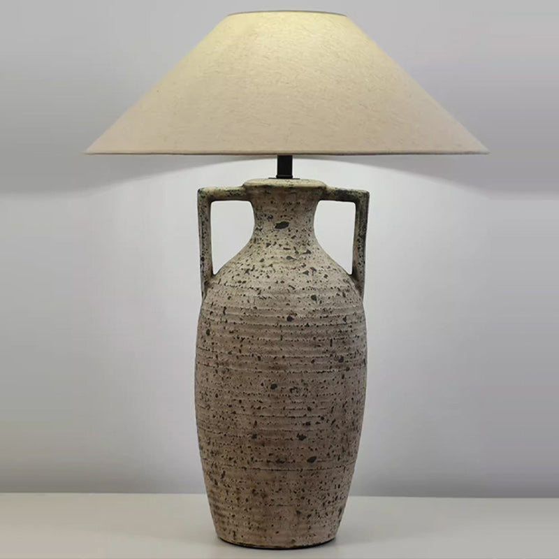 Traditional Rustic Vase Ceramic Fabric 1-Light Table Lamp For Bedroom