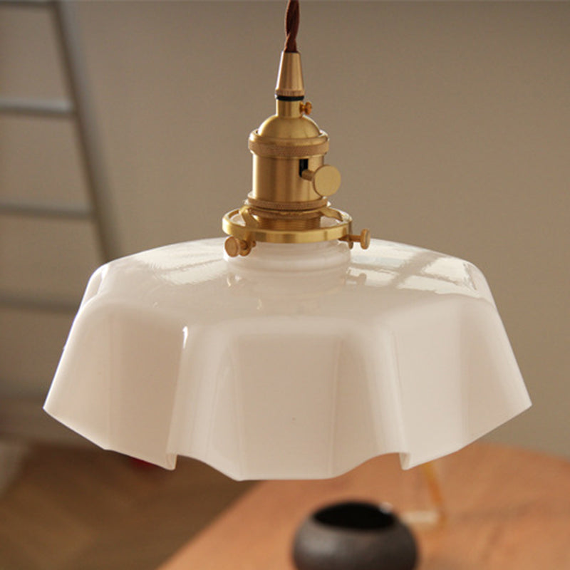 Modern Shabby Chic Petal Glass Brass 1-Light Pendant Light For Bedroom