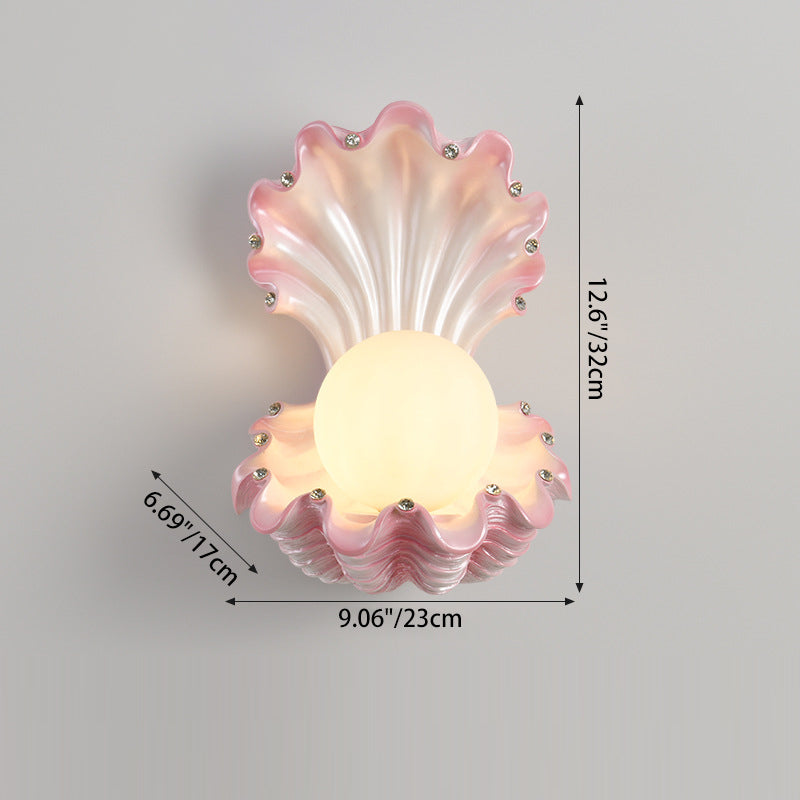 Contemporary Creative Pearl Resin Glass 1-Light Wall Sconce Lamp For Bedroom