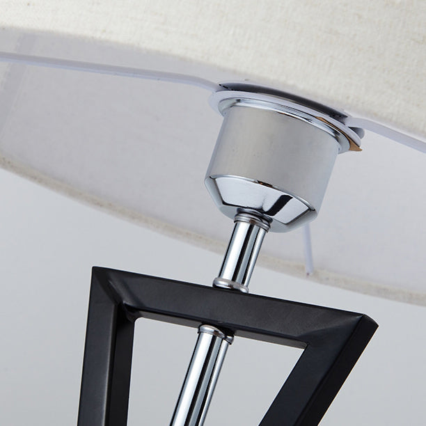 Modern Minimalist Cylinder Iron Linen 1-Light Table Lamp For Bedroom