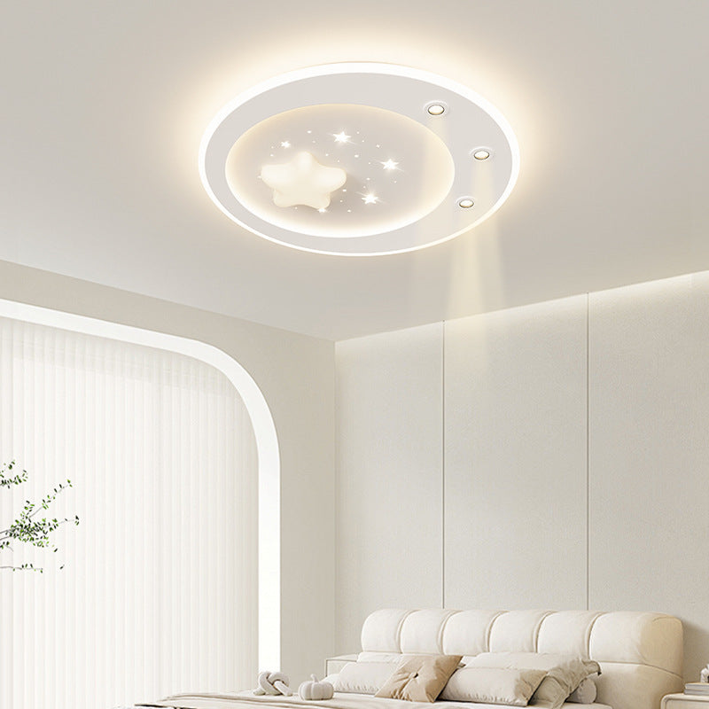 Modern Simplicity Star Round Iron Acrylic PE LED Flush Mount Ceiling Light For Bedroom