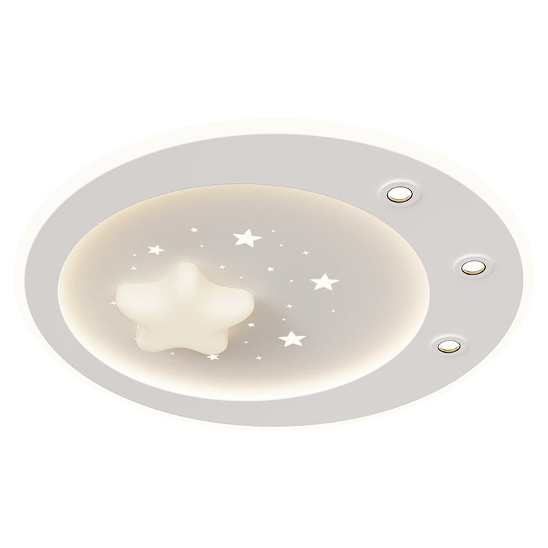 Modern Simplicity Star Round Iron Acrylic PE LED Flush Mount Ceiling Light For Bedroom