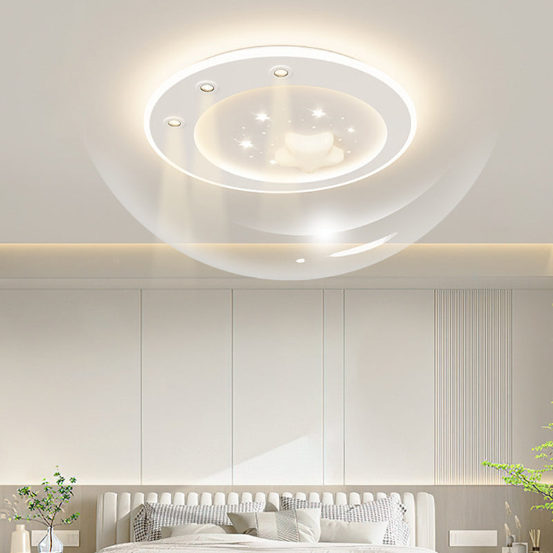 Modern Simplicity Star Round Iron Acrylic PE LED Flush Mount Ceiling Light For Bedroom