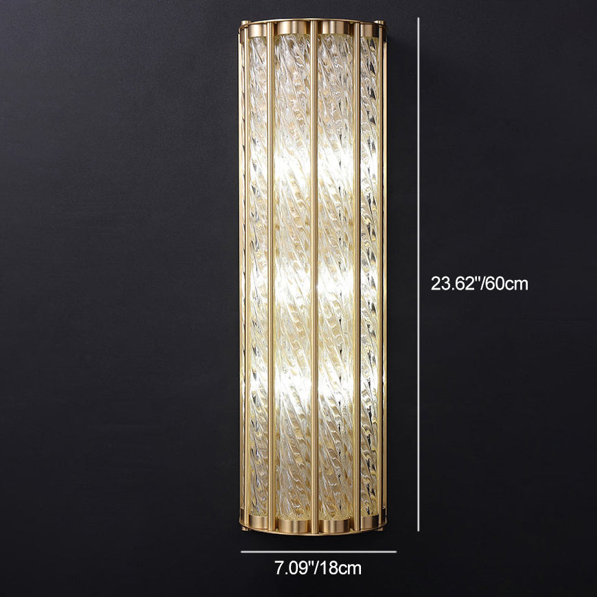 Modern Luxury Cylinder Copper Glass 2/3 Light Wall Sconce Lamp For Living Room