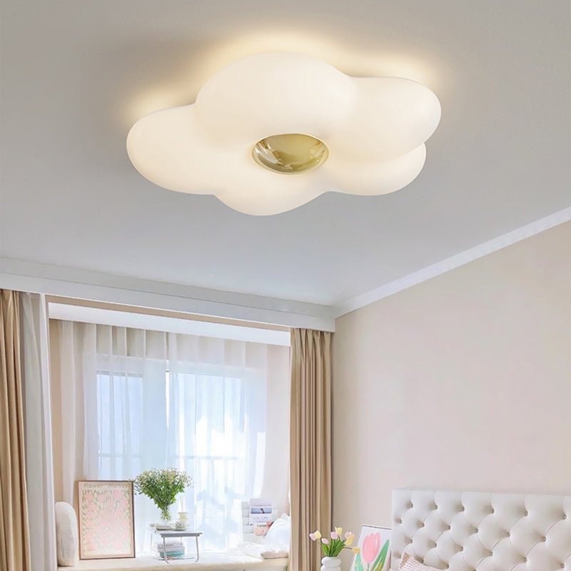 Modern Art Deco Flower Iron Acrylic LED Flush Mount Ceiling Light For Bedroom