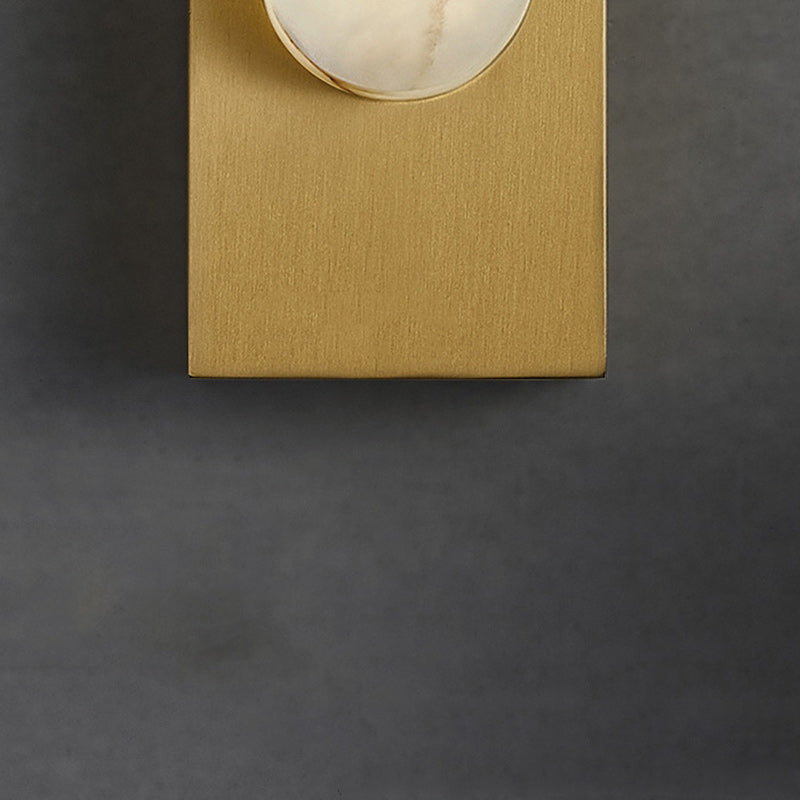 Modern Art Deco Oval Copper Marble LED Wall Sconce Lamp For Bedroom