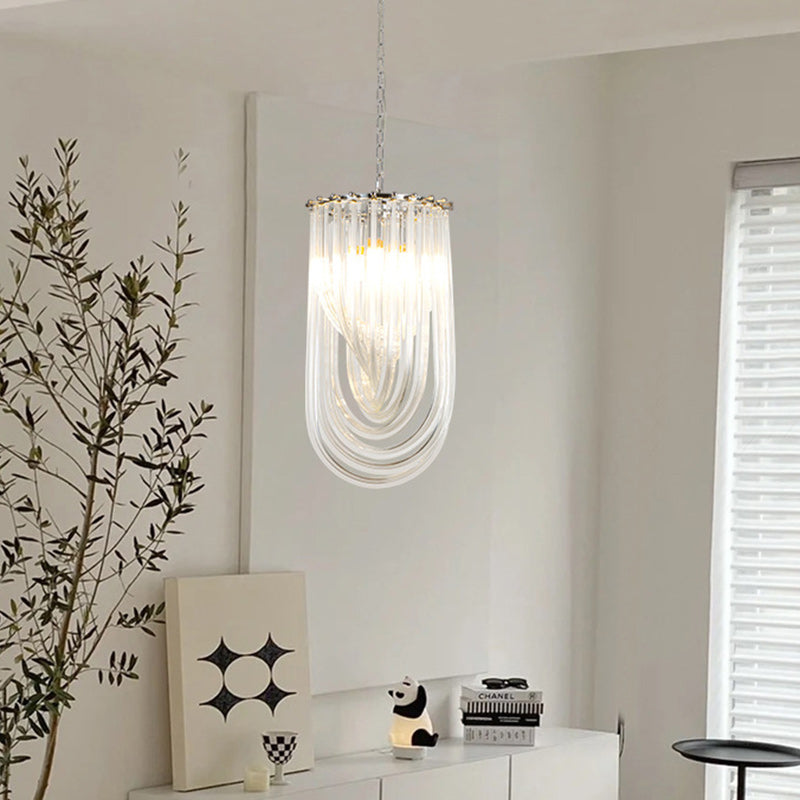 Modern Luxury Oval Iron Glass 1-Light Pendant Light For Living Room