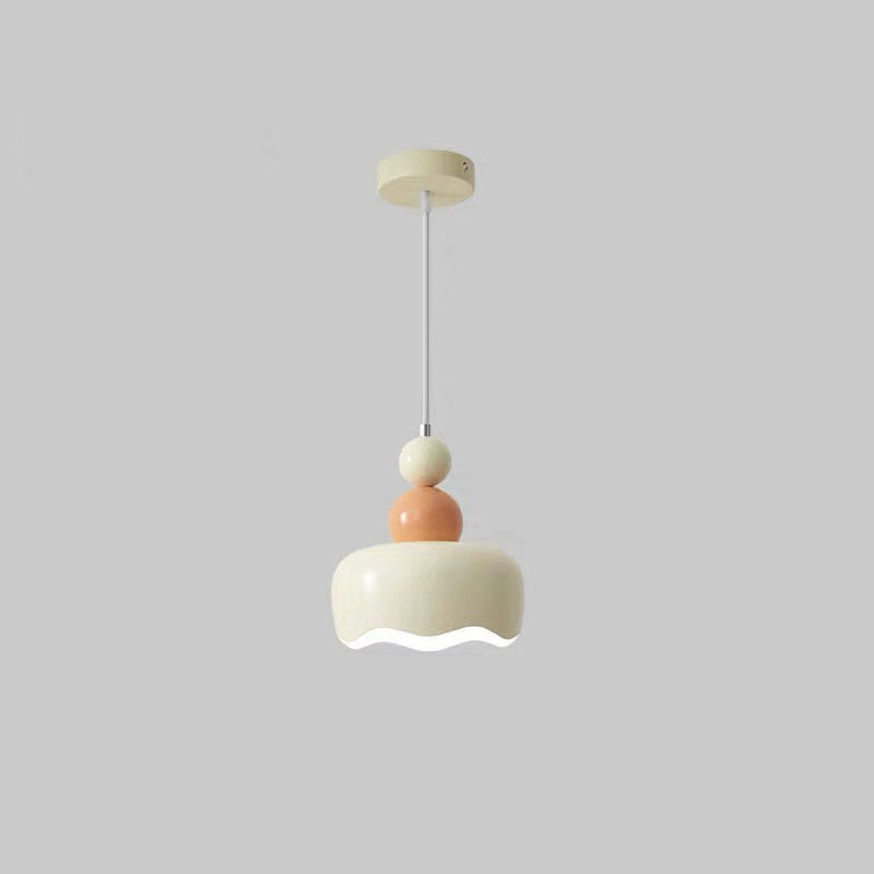 Modern Minimalist Cream-Toned Cake Shape Iron 1-Light Pendant Light For Bedroom
