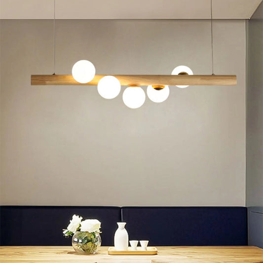 現代的なスカンジナビアのスリムなシリンダーベースグローブシェードアイアンガラス5/7ライトシャンデリアアイランドライトダイニングルーム用