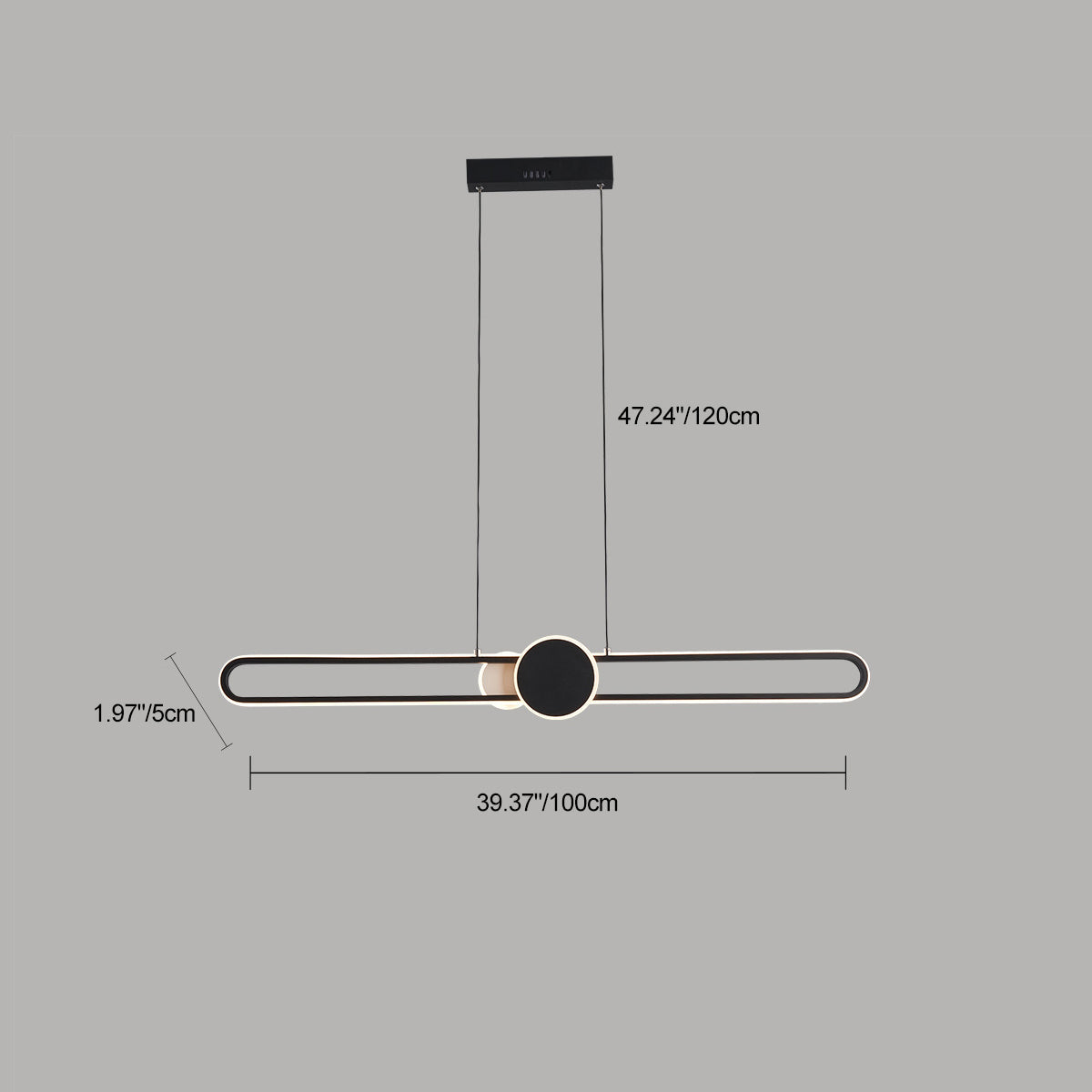 Modern Minimalist Oval Frame Iron Aluminum LED Dimmable Chandelier Island Light For Dining Room