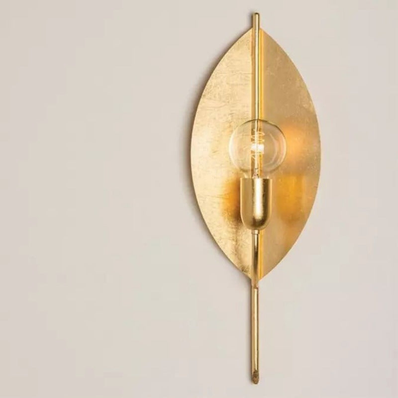 Modern Art Deco Gold Leaf Iron Wall Sconce Lamp 1-Light For Living Room