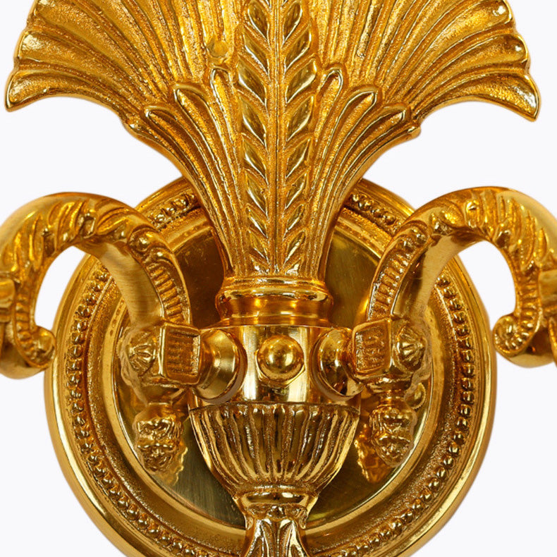 مصباح حائطي فرنسي تقليدي على شكل شمعة من النحاس الكريستالي بالكامل، مزود بمصباحين، لغرفة المعيشة