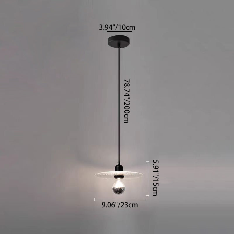 Modern Minimalist Flying Saucer Iron Frosted Glass 1-Light Pendant Light For Bedroom