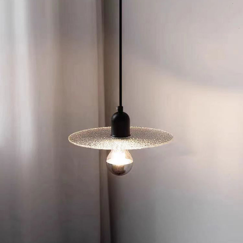 Modern Minimalist Flying Saucer Iron Frosted Glass 1-Light Pendant Light For Bedroom