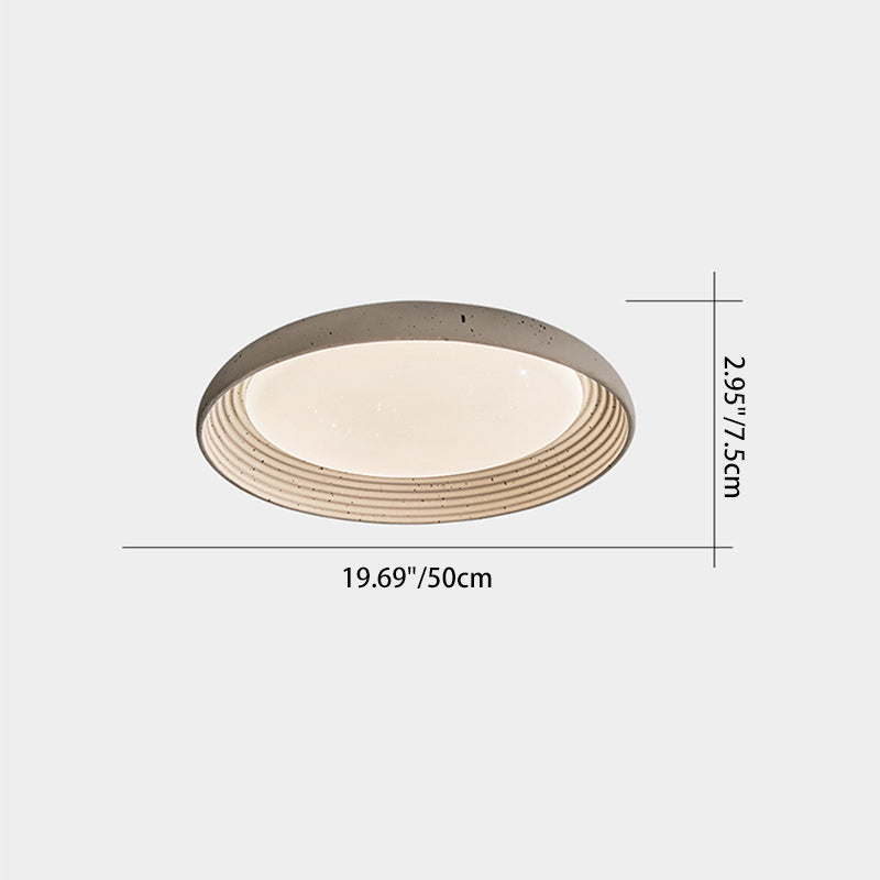 Contemporary Industrial Cement Gray Round Iron PVC LED Flush Mount Ceiling Light For Bedroom