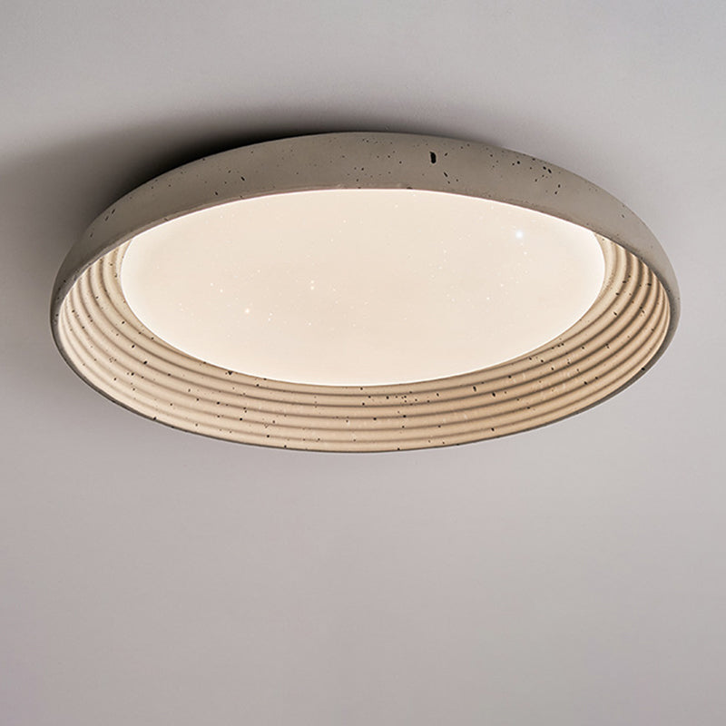 Contemporary Industrial Cement Gray Round Iron PVC LED Flush Mount Ceiling Light For Bedroom