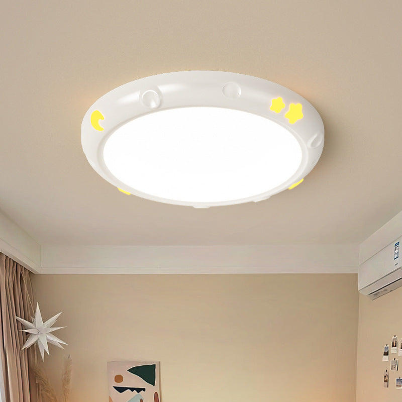 Modern Minimalist Round Iron Resin ABS LED Flush Mount Ceiling Light For Bedroom