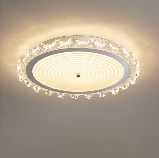 Modern Art Deco Ripple Design Iron Acrylic LED Flush Mount Ceiling Light For Bedroom