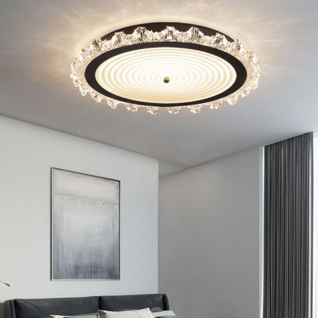 Modern Art Deco Ripple Design Iron Acrylic LED Flush Mount Ceiling Light For Bedroom