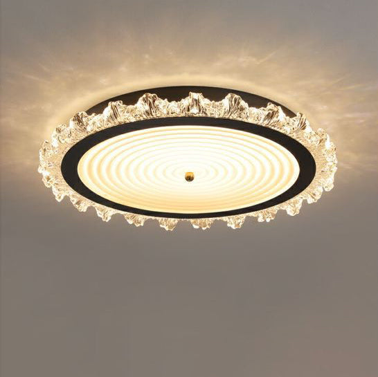 Modern Art Deco Ripple Design Iron Acrylic LED Flush Mount Ceiling Light For Bedroom