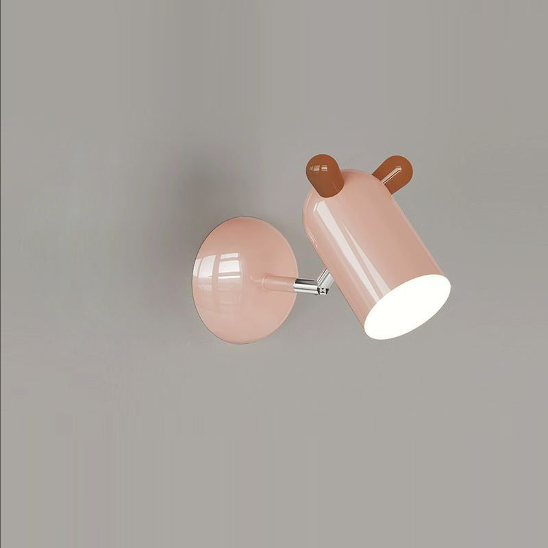 Modern Minimalist Kids Cute Cylinder Shade Iron Acrylic LED Wall Sconce Lamp For Bedroom