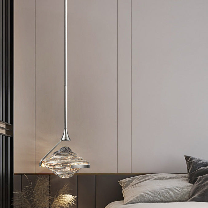 Modern Art Deco Diamond-Shaped Glass Iron LED Pendant Light For Bedroom