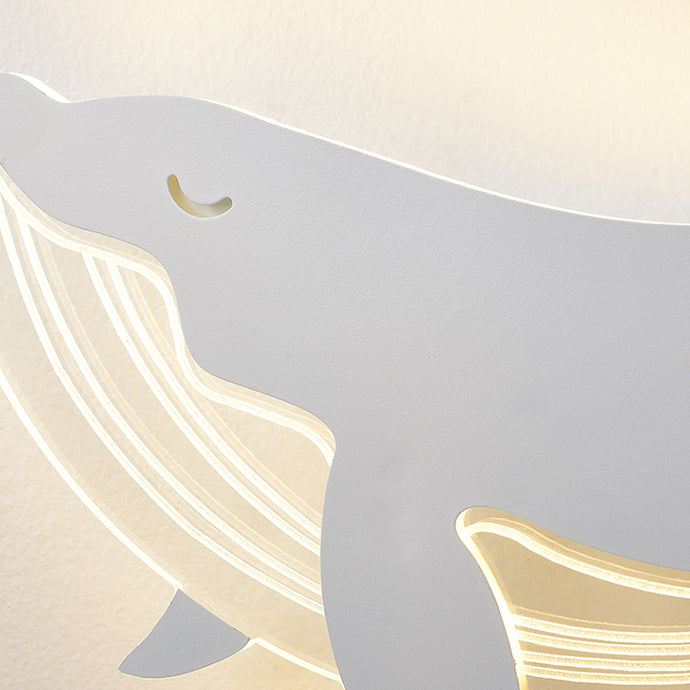 Modern Minimalist Kids Iron Acrylic Rabbit & Dolphin LED Wall Sconce Lamp for Bedroom