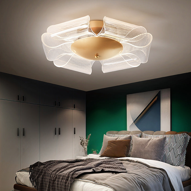 Contemporary Luxury Flower Acrylic Iron LED Semi-Flush Mount Ceiling Light For Living Room