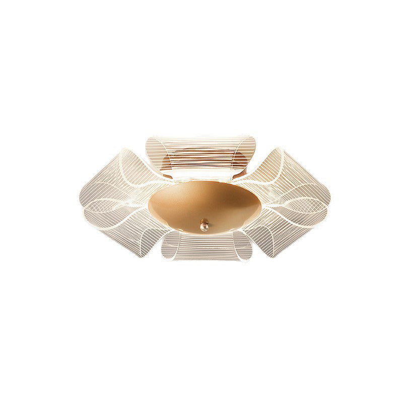 Contemporary Luxury Flower Acrylic Iron LED Semi-Flush Mount Ceiling Light For Living Room