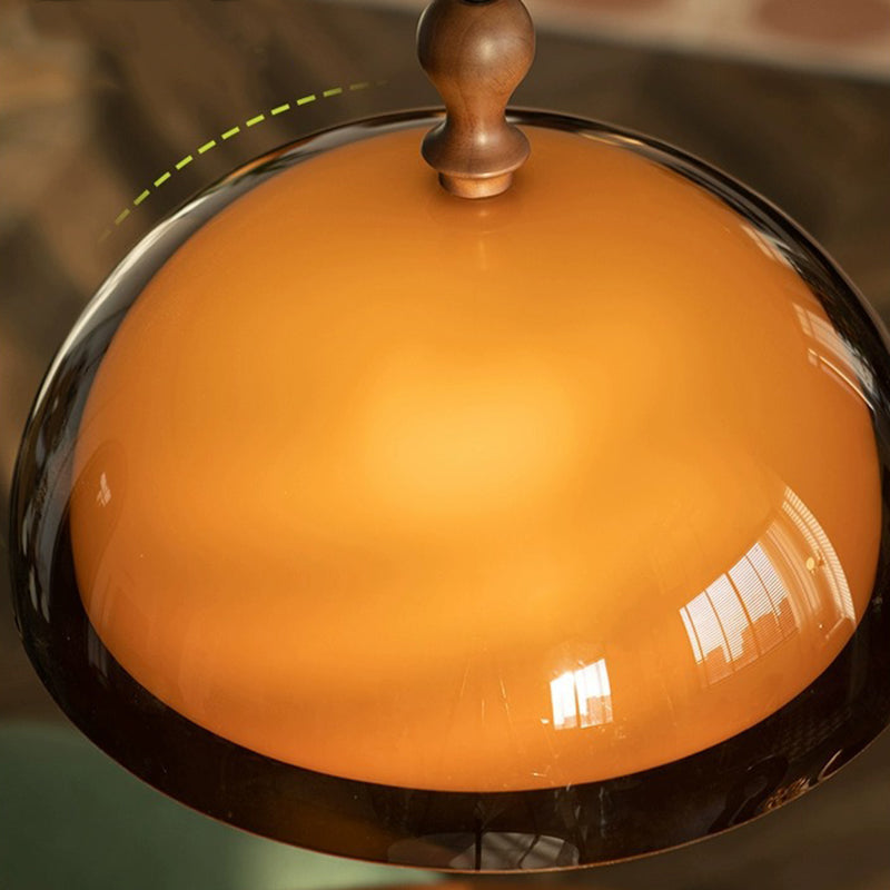 Traditional Vintage Semicircular Acrylic Wood Metal 1-Light Pendant Light For Dining Room