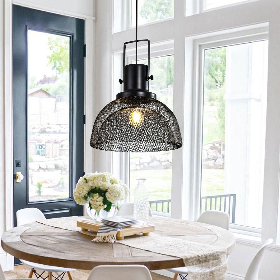 Contemporary Industrial Grid Birdcage Iron 1-Light Pendant Light For Dining Room