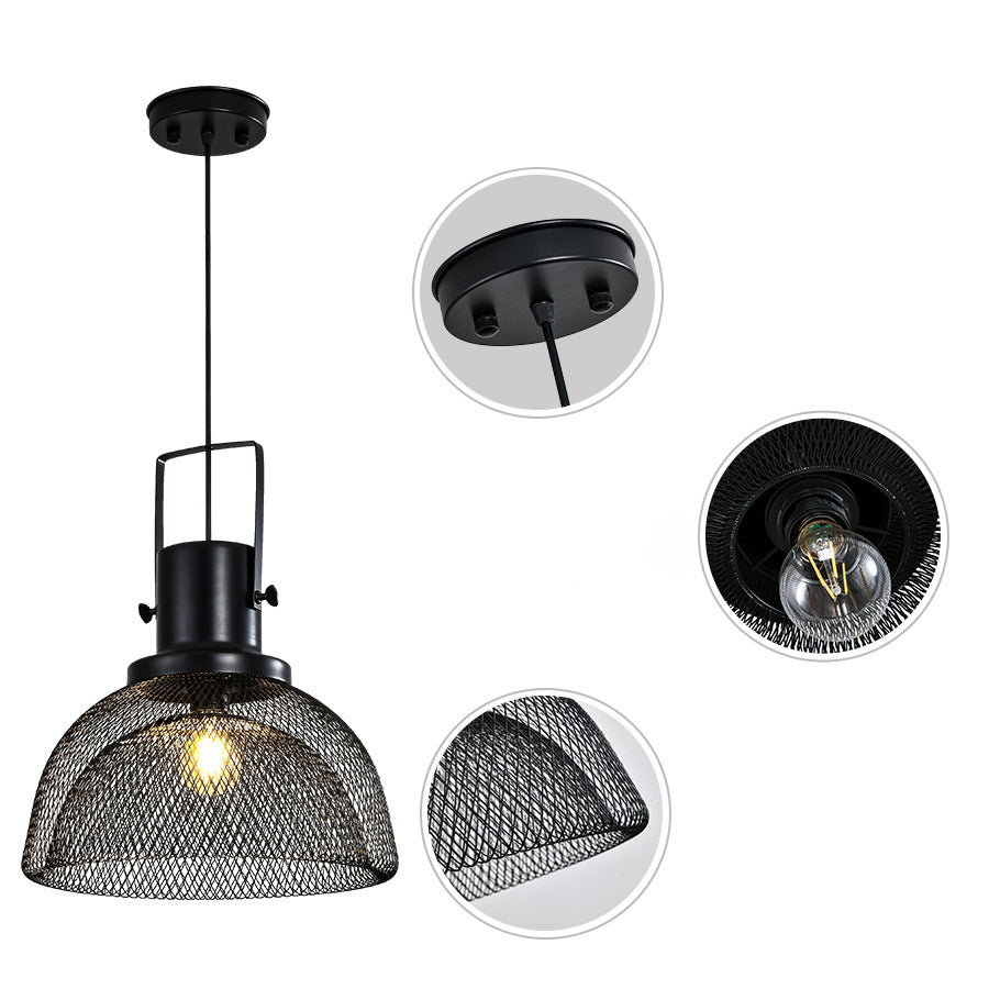 Contemporary Industrial Grid Birdcage Iron 1-Light Pendant Light For Dining Room