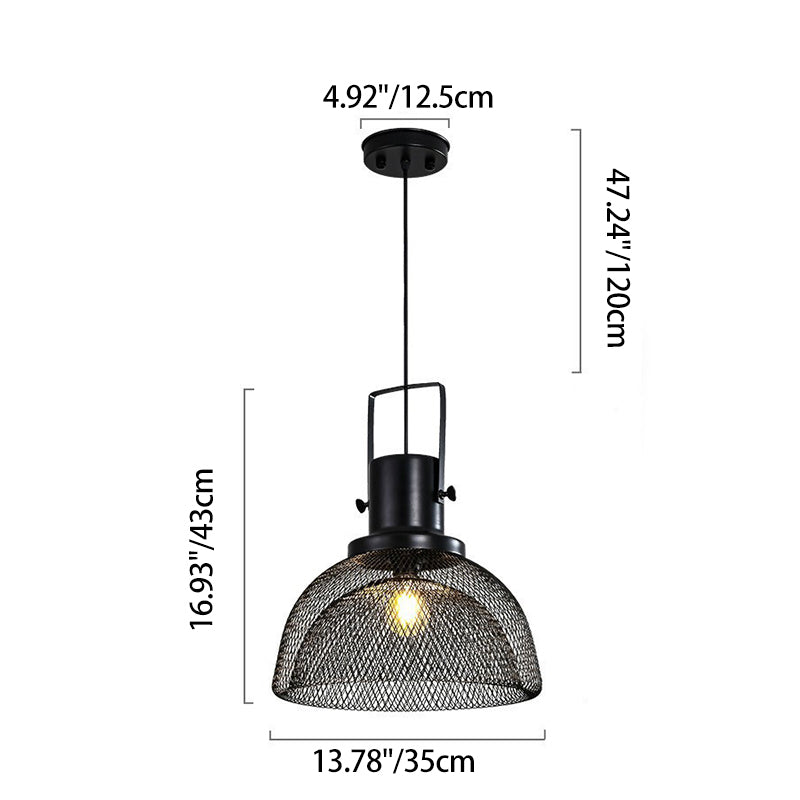 Contemporary Industrial Grid Birdcage Iron 1-Light Pendant Light For Dining Room