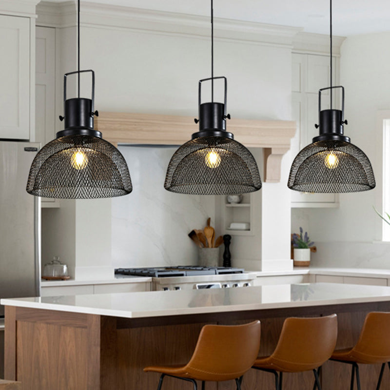 Contemporary Industrial Grid Birdcage Iron 1-Light Pendant Light For Dining Room