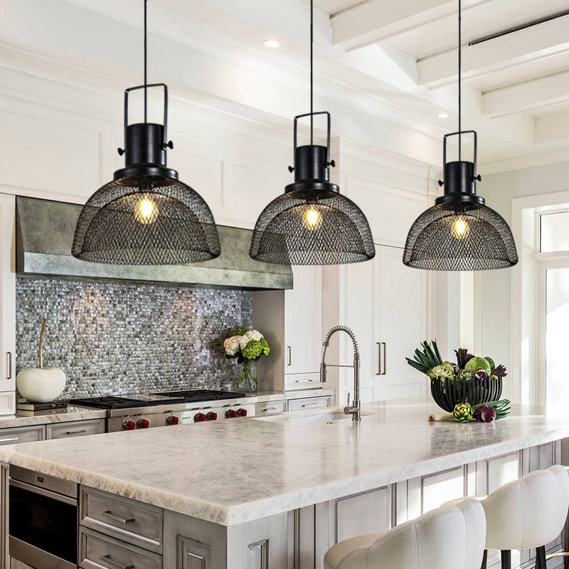 Contemporary Industrial Grid Birdcage Iron 1-Light Pendant Light For Dining Room