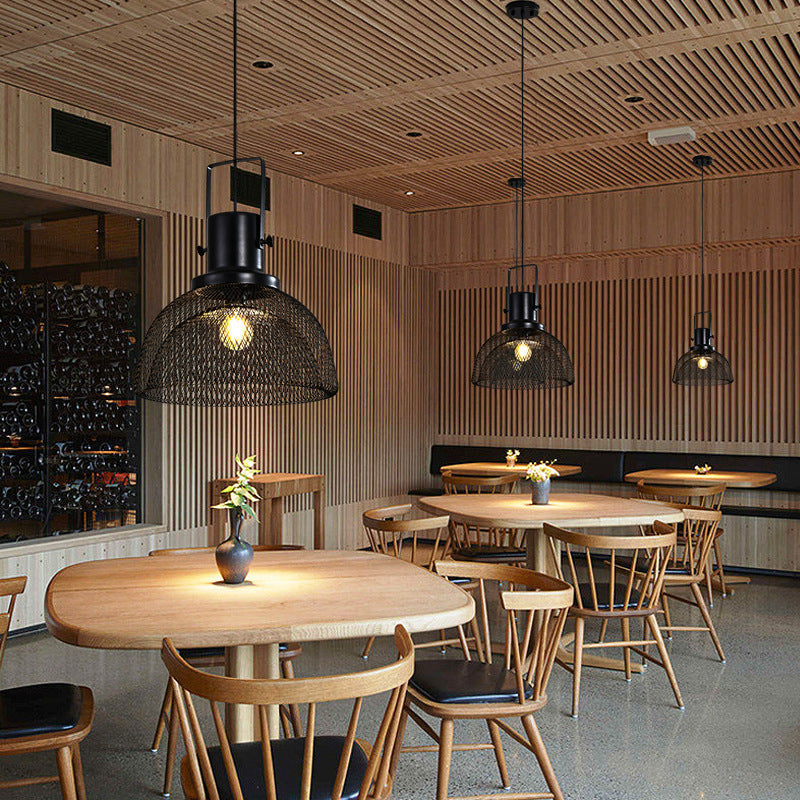 Contemporary Industrial Grid Birdcage Iron 1-Light Pendant Light For Dining Room
